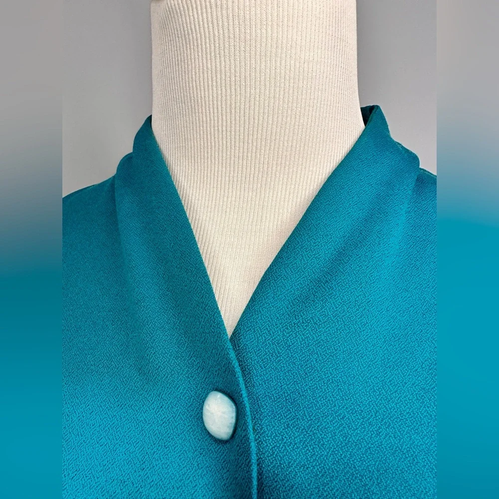 Vintage Teal Belted Midi Dress - Picture 5 of 12